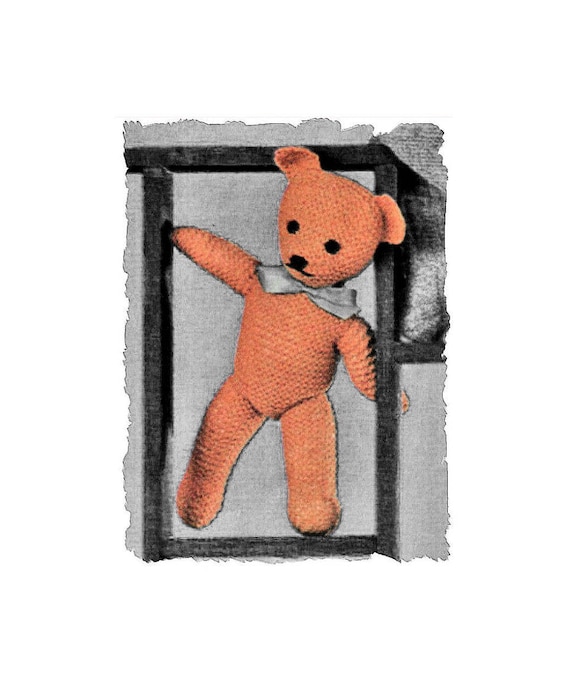 Instant Download Pdf Easy Beginners Knitting Pattern To Make An 18 Inch Tall Traditional Big Cuddly Teddy Bear Soft Baby Toy 10 Ply Yarn