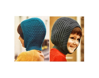 Instant Download PDF Quick Easy Beginners Knitting Pattern to make Childrens Winter Balaclavas Helmets Ski Hats Boys Girls 4 to 7 years old
