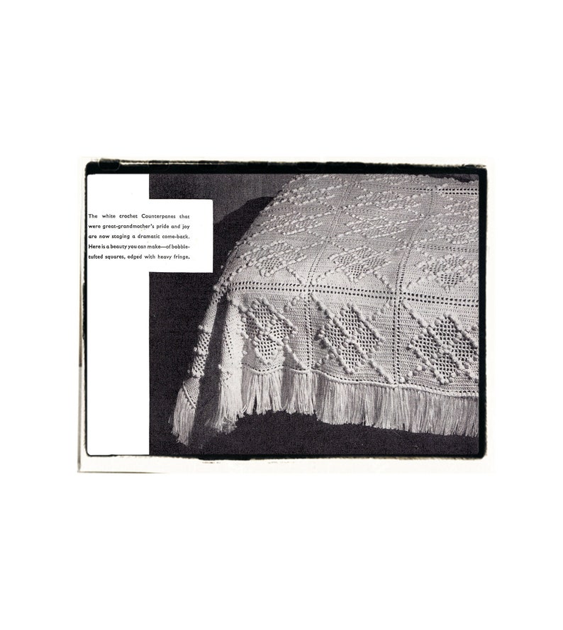 Instant Download PDF Crochet Pattern to make a Candlewick Effect Heirloom Bedspread Any Size or Cushion Cover Victorian Cottage