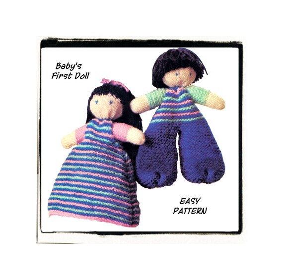 Instant Download Pdf Easy Beginners Baby First Cot Toy Knitting Pattern To Make A Cute 7 Inch Tall Soft Body Boy And Girl Doll