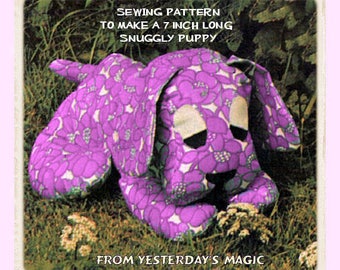 Full Size PDF Easy Sewing Pattern Instant Download to make a 7 inch Long Puppy Dog Bean Bag Cuddly Floppy Soft Stuffed Fabric Baby Toy