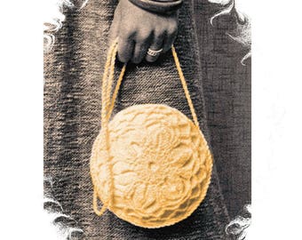 Instant Download PDF Easy Beginners Crochet Pattern to make a Circular Handbag Lined Shoulder Bag Purse Summer Evening