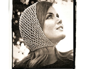 Instant Download PDF Crochet Pattern to make a Womens Mesh Hood Head Scarf Hairnet Hair Wrap One Size 4 Ply Yarn