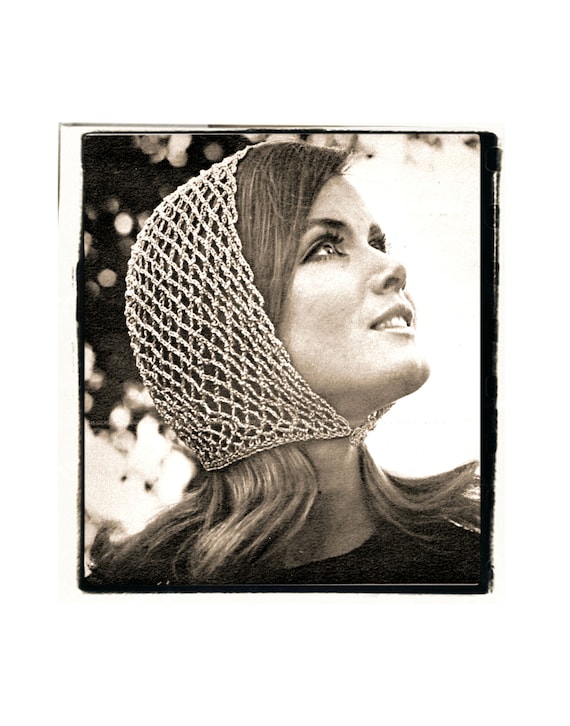 Instant Download PDF Crochet Pattern to make a Womens Mesh Hood Head Scarf  Hairnet Hair Wrap One Size Ply Yarn