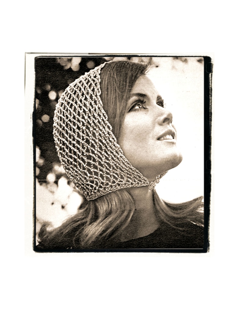 Instant Download PDF Crochet Pattern to make a Womens Mesh Hood Head Scarf Hairnet Hair Wrap One Size 4 Ply Yarn image 1