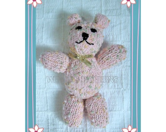 Instant Download PDF Quick Easy Beginners Baby First Toy Knitting Pattern to make an 8 inch Tall Teddy Bear Newborn Gift Baby Shower