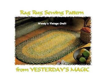 Instant Download PDF Easy Sewing Pattern Tutorial & Diagrams to make a Plaited Fabric Oval Carpet Rag Rug Fireside Mat Eco Upcycled