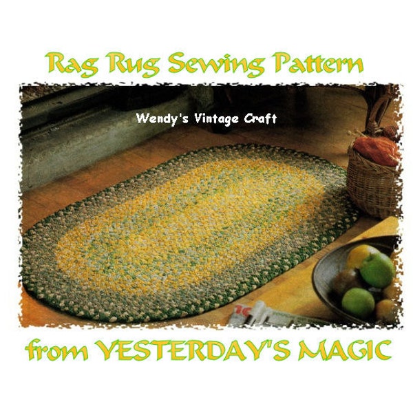 Instant Download PDF Easy Sewing Pattern Tutorial & Diagrams to make a Plaited Fabric Oval Carpet Rag Rug Fireside Mat Eco Upcycled