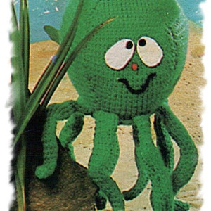 Instant Download PDF Knitting Pattern to make a Crazy Leggy Octopus Squid Sea Creature Baby First Toy Nursery Seaside Beach Hut Decor