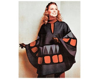 PDF Easy Sewing Pattern to make a Full Circle Womens Poncho Loose Fitting Cape Coat 1 universal size fits everyone Instant Download
