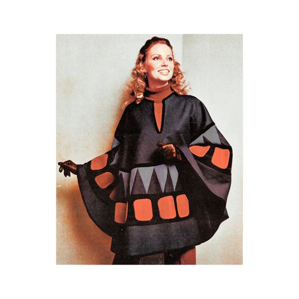 PDF Easy Sewing Pattern to make a Full Circle Womens Poncho Loose Fitting Cape Coat 1 universal size fits everyone Instant Download