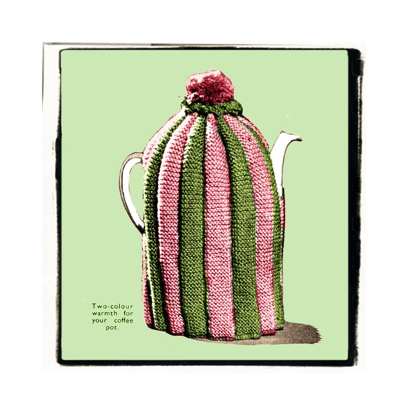 Instant Download PDF Easy Quick Beginners Knitting Pattern to make a Coffee or Tea Pot Cosy 4 Ply Yarn Grandmas Kitchen