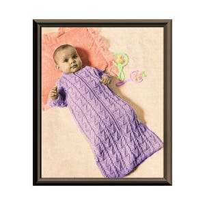 Instant Download PDF Knitting Pattern to make a Cosy Baby Sleeping Bag Cocoon All in One Zip Up Sleep Suit Pram Outfit 8 Ply Yarn