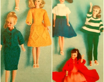 PDF Vintage 1960s Knitting Pattern to make 11.5 inch fashion doll clothes