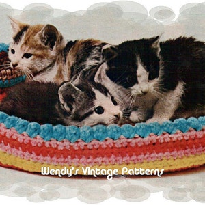 Instant Download PDF Easy Beginners Crochet Pattern to make a Pet Cat or Small Dog Bed Cosy Kitten Basket Chunky Yarn