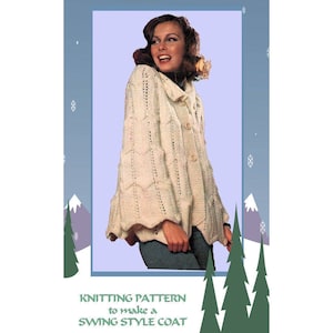 PDF Knitting Pattern Download to make a Womens Flared Swing Smock Jacket Short Coat Chunky Yarn One Size