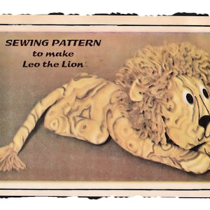 Full Size PDF Sewing Pattern A4 Printable to make a Leo the Lion Soft Fabric Bean Bag Toy Pillow Pal 20 inches Long Instant Download