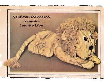 Full Size PDF Sewing Pattern A4 Printable to make a Leo the Lion Soft Fabric Bean Bag Toy Pillow Pal 20 inches Long Instant Download