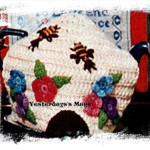 Instant Download PDF CROCHET PATTERN to make a Bee Hive Shaped Tea Cosy Cozy Spring Flowers Country Cottage Tea Party Kitsch Kitchen