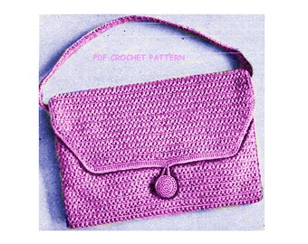 Instant Download PDF Easy Crochet Pattern to make an 8 X 5 Inch  Girls Handbag or Womens Small Envelope Bag or Evening Purse