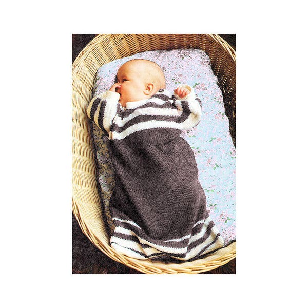 Instant Download PDF Knitting Pattern to make a Baby Bunting Cocoon Sleeping Bag Zip Up Sleep or Buggy Suit 8 Ply Yarn 18 to 20 inch Chest