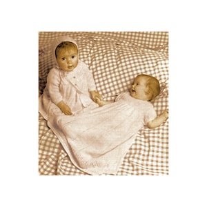 Instant Download PDF Knitting Pattern to make a Baby Girls Christening Gown Dress Cardigan Bootees Bonnet 3 Ply Yarn 18 to 19 inch chest
