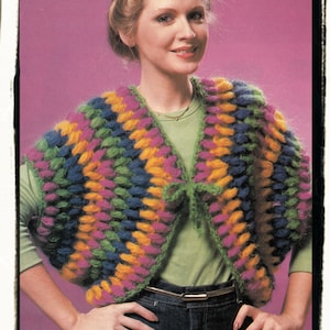 Instant Download PDF Easy CROCHET PATTERN to make a Chunky Puff Stitch Bolero Shrug Wrap Womens Short Sleeve Cardigan Jacket one size