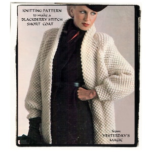 Instant Download PDF KNITTING PATTERN to make a Womens Loose Fit Bramble Stitch Short Coat or Jacket 10 Ply Yarn 2 Sizes up to 40 inch Bust