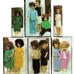 Instant Download PDF Knitting Pattern to make Sixties Fashion Clothes for Barbie Sindy 12 inch Teenage Doll 4 Ply Yarn 10 Outfits 22 Items