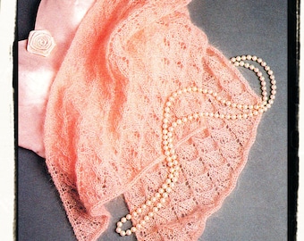 Instant Download PDF Easy Quick Beginners Knitting Pattern to make a Cobweb Fine Lace Mohair Long Shawl Stole Scarf Evening Wrap Wedding