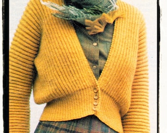 Instant Download PDF KNITTING PATTERN to make a Womens Ribbed Shrug Cardigan Summer Jacket 8 Ply Yarn 32 34 36 38 Bust