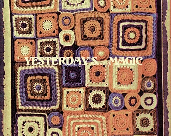 Instant Download PDF Crochet Pattern to make a Patchwork Sampler Granny Square Wall Hanging Afghan Blanket Sofa Throw or Rug Folk Hippie
