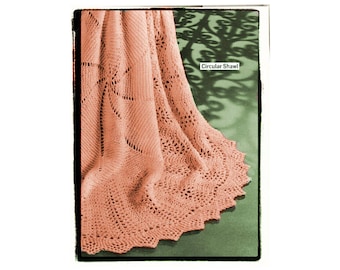 Instant Download Pdf KNITTING PATTERN to make a 46 inch Circular 3 Ply Wool Feather & Fan Lace Shawl Heirloom Christening Baby Evening Wrap
