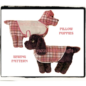 Full Size PDF Sewing Pattern A4 Printable to make a 12 inch Tall Cuddly Puppy Dog & Coat Bean Bag Soft Toy Pet or Cushion