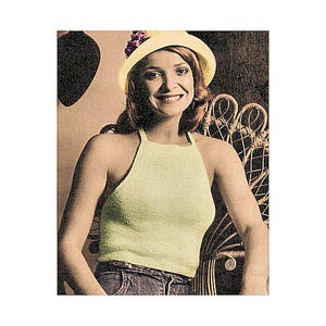 Instant Download PDF Easy Quick Beginners Knitting Pattern to make a Halter Neck Bare Back Summer Beach Crop Top 32 34 36 38 inch Bust image 2