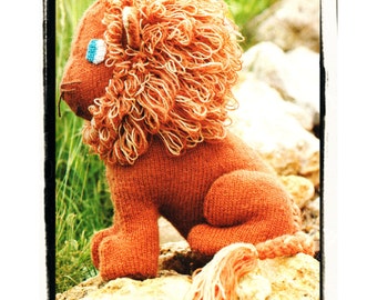 Instant Download PDF Knitting Pattern to make a 14 inch Tall Cuddly Leo the Lion Wild Animal  Nursery Soft Play Toy 4 Ply or DK Yarn