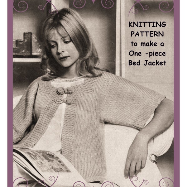 Instant Download PDF Easy Beginners KNITTING PATTERN to make a Kimono Style Evening Jacket Womens Cardigan 2 Sizes 32 to 36 inch Bust