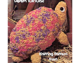 Instant Download PDF Easy Knitting Pattern to make a Tortoise Turtle Soft Stuffed Toy or Novelty Bean Bag Cushion 14 inches long