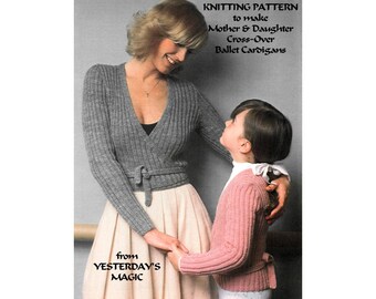 Instant Download PDF Knitting Pattern to make a Wrap Over Tie Waist Ballet Cardigan 4 Ply Yarn 8 chest bust sizes 24 to 38 inch Girls Womens