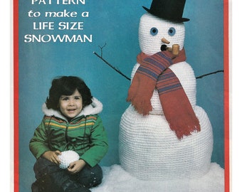 Instant Download PDF Beginners Easy Crochet Pattern to make a Life size 45 inch tall Snowman Outdoor or Indoor Christmas Party Decoration