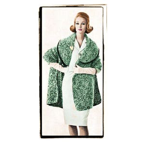 Instant Download PDF KNITTING Pattern to make a Long Wide Cape Stole Wrap Shawl with Large Collar One Size 10 Ply & Mohair Yarn