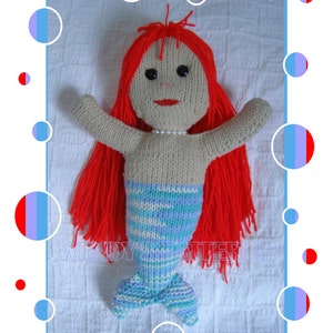 Instant Download PDF Original Easy Knitting Pattern to make a Little Mermaid Doll Soft Cuddly Storybook Fantasy Fairytale Toy