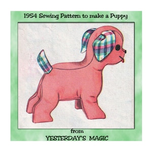 Full Size Instant Download PDF A4 Printable Sewing Pattern to make a 10 inch Tall Cuddly Puppy Dog Bean Bag Soft Fabric Baby Toy Pet Animal