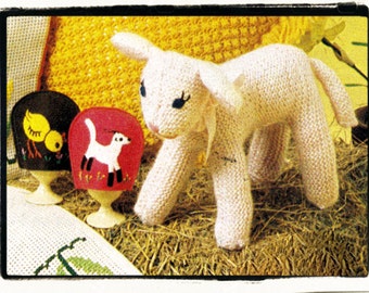 Instant Download PDF Easy Knitting Pattern to make an Easter Spring Lamb 7 Inch Tall Farm Animal Sheep Knitted Soft Baby Toy