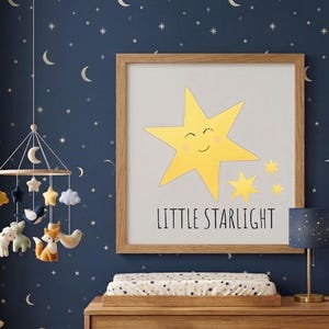 Little Starlight Nursery Wall Art, Cute Smiling Star Digital Download, Star Poster for Kids Room Decor, Minimalist Celestial Baby Gift