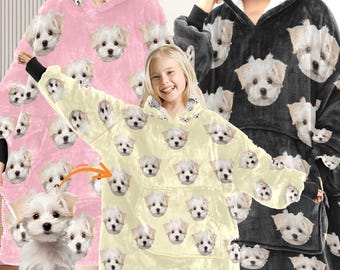 Sudadera con capucha y manta de franela con foto personalizada - Sudadera con capucha y manta personalizada