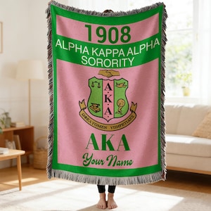 Personalized Sorority AKA Woven Blanket, Custom Name Throw Blankets Gift For Friend Decor