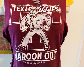 Texas A&M tshirt - upcycled/custom cut
