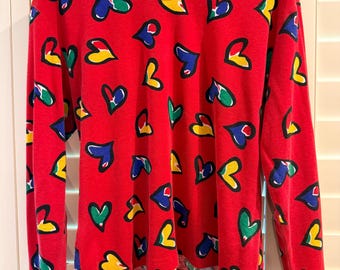 Seltenes Retro Secondhand-Top mit Herzen in limitierter Auflage aus den 80er Jahren- Größe 3 (large)