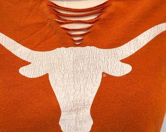 Texas Longhorns tshirt - upcycled/custom cut